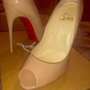 Christian Louboutin Patent Leather Nude Peep Toes